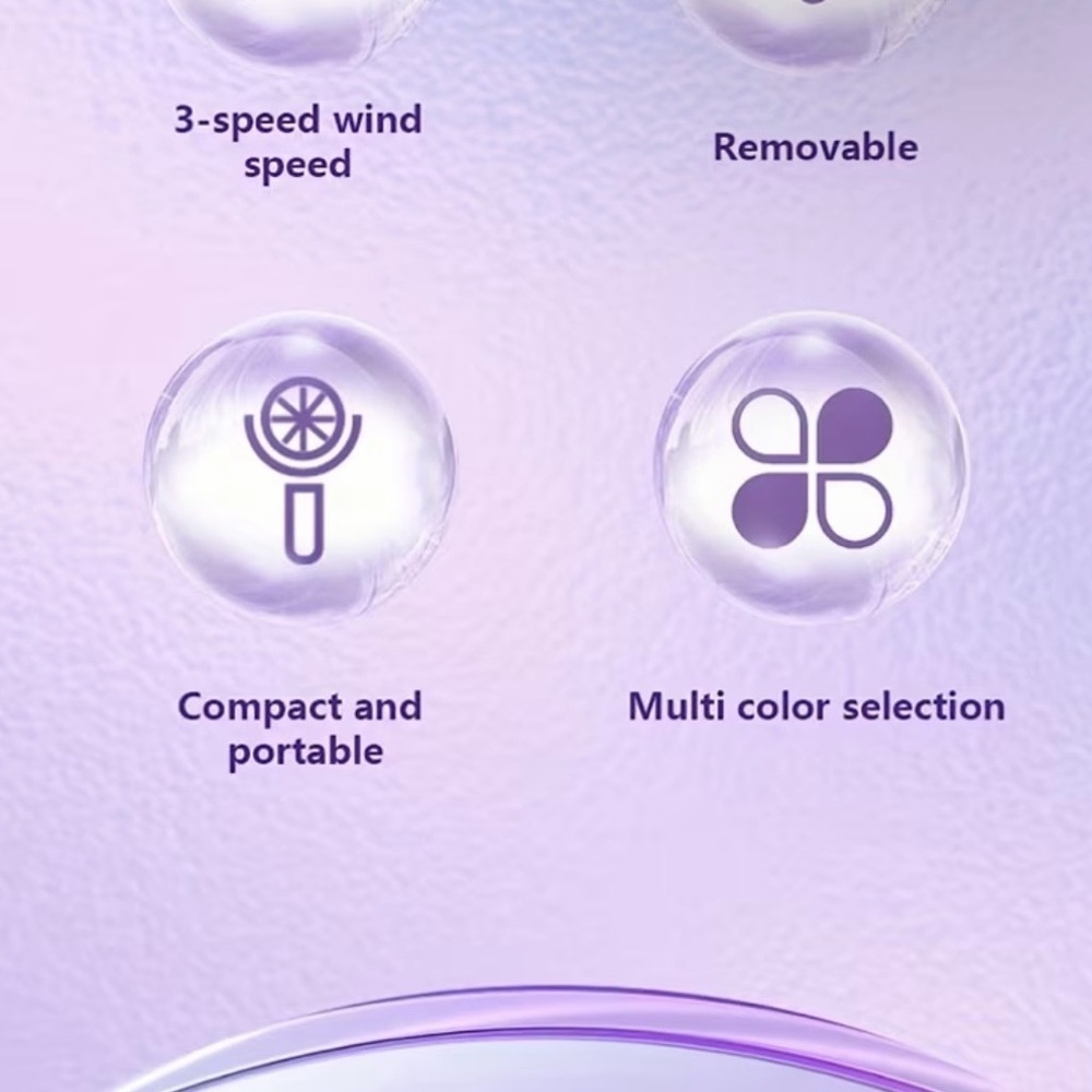 Portable Mini Fan-NIB in Lavender, White or Black USB Cord & 3 modes &Tilt fan - Picture 10 of 16